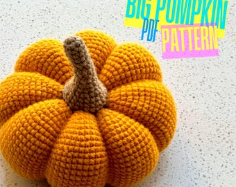Modèle de citrouille géante au crochet (PDF) – Modèle de citrouille au crochet, citrouille en peluche amigurumi, décoration d'automne, décoration d'Halloween au crochet