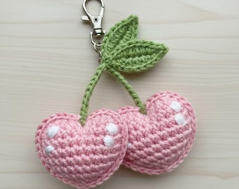 Heart Cherry Keychain Crochet PDF Pattern - Easy Crochet Cute Mothers Day Gift for Mom - Step by Step Crochet Cute Heart for Beginner