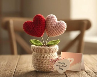 Heart Plant Pot Crochet Pattern - Easy Crochet Mothers Day Gift for Mom - Positive Love Plant Crochet, How to Crochet Love Heart Flower Pot