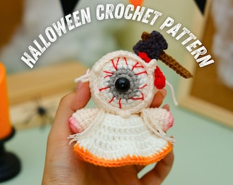 Gruselige Horrorpuppe als Häkelanleitung (PDF), unheimliches Amigurumi-Halloweenmonster, gotische Plüschdekoration, gruseliges, niedliches Häkelspielzeug