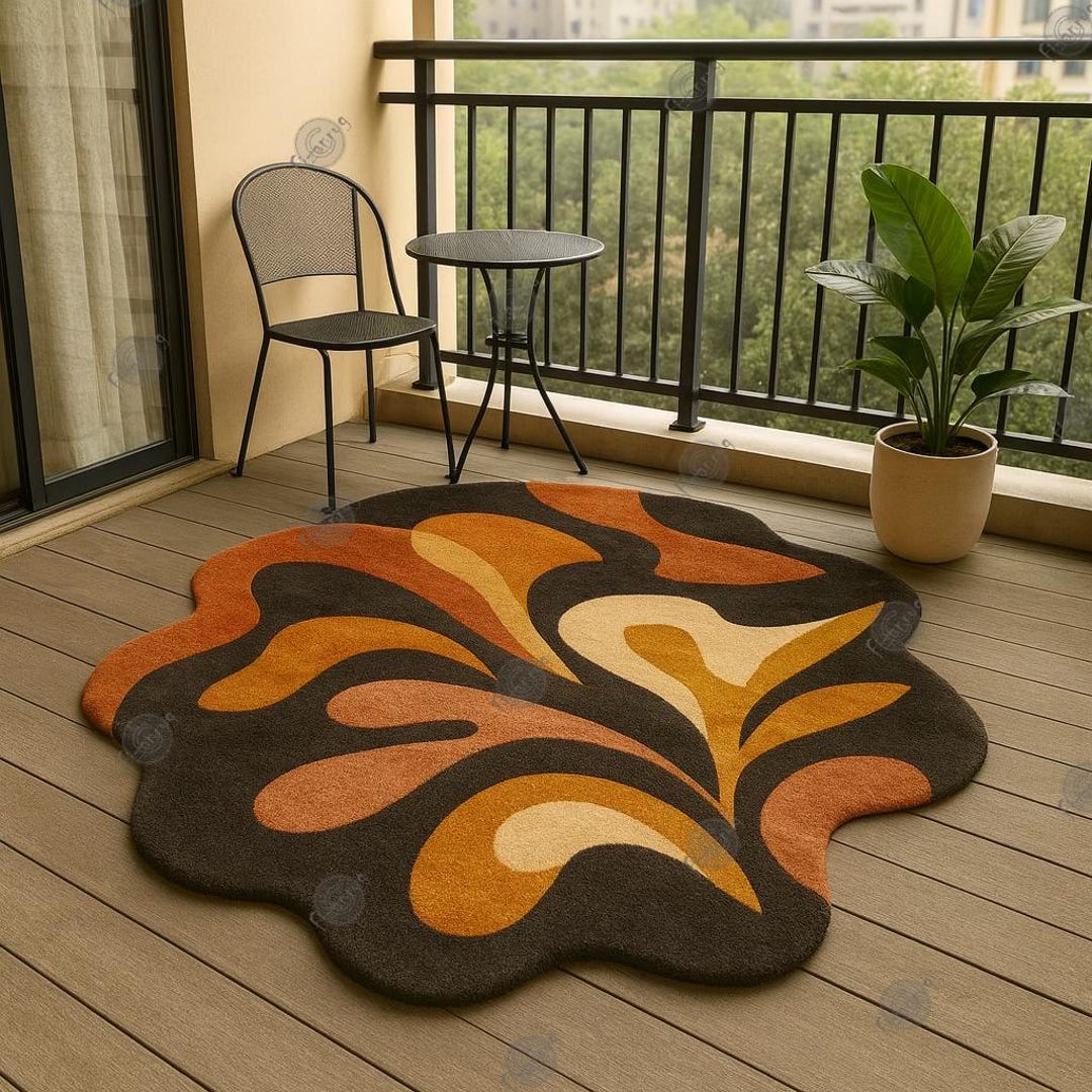 Hand-tufted Retro Waves Rug | Modern Boho Abstract Carpet - Etsy
