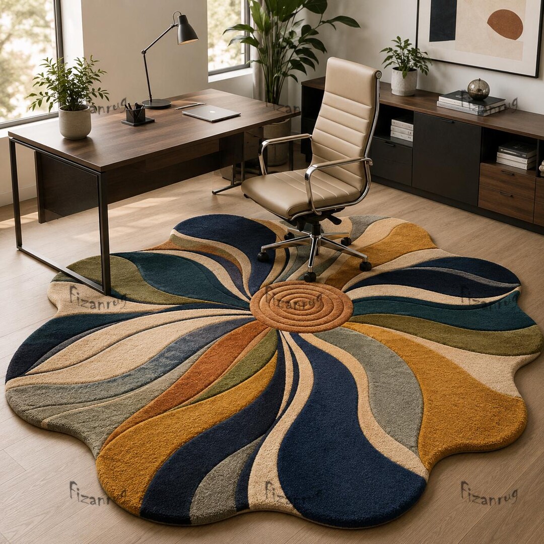 Luxury Hand Tufted Flower Rug, Modern Abstract Area Rug, Scandinavian ...
