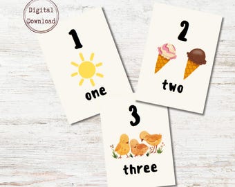 Tarjetas de números imprimibles: Tarjetas de conteo del 1 al 10 para preescolar (descarga digital)