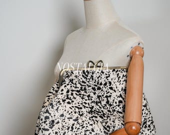 Faye Handcrafted Genuine cow leather fur L oversize kiss lock clutch crossbody tote gift for her