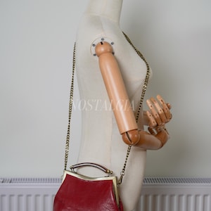 Mae Handmade genuine leather kiss lock clutch Retro crossbody bag gift for her image 17