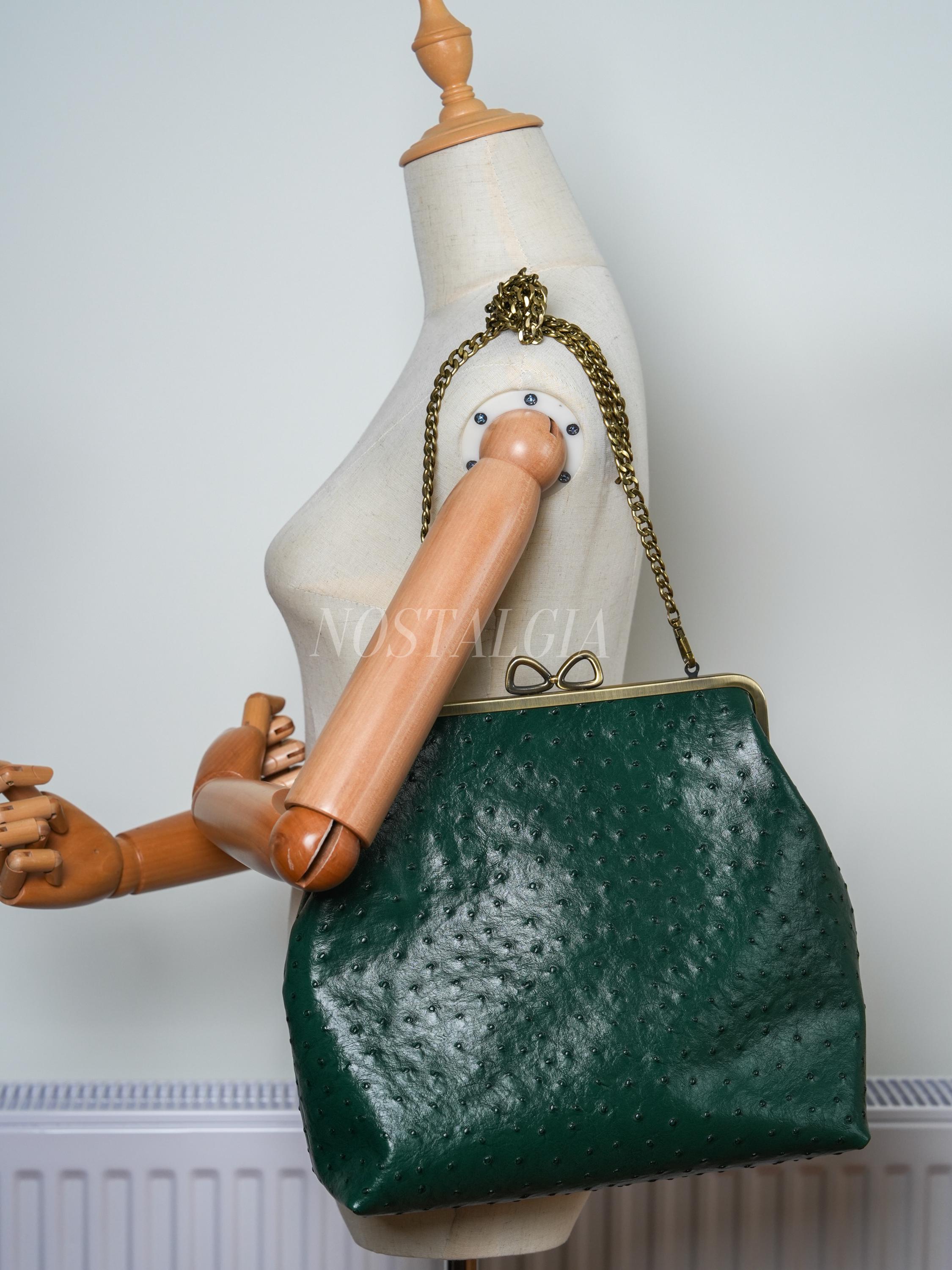 Green Ostrich Leather Handbag - Etsy