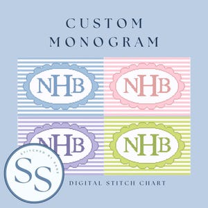 Custom Monogram Needlepoint Chart: DIY Needlepoint Pillow Canvas (Digital Download, 18 Mesh)