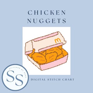 Chicken Nuggets Needlepoint Chart | Digital Download | Needlepoint Stitch Chart | Needlepoint Pattern | 18 Mesh Canvas | Cross Stitch Design