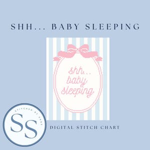 Shh...Baby Sleeping Needlepoint Chart | Digital Download | PDF Stitch Chart | Counted Cross Stitch | Baby Needlepoint | 18 Mesh Canvas