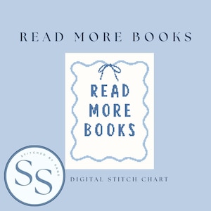 Read More Books Needlepoint Chart | Digital Download | PDF Stitch Guide | Digital Needlepoint | Counted Cross Stitch | 18 Mesh Needlepoint