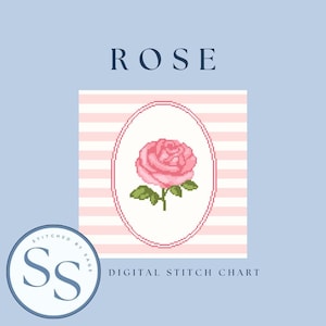 Rose Needlepoint Chart | Digital Download | PDF Stitch Chart | Counted Cross Stitch | Floral Needlepoint | 18 Mesh Canvas | Easy Crossstitch