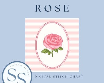Rose Needlepoint Pattern | Floral Cross Stitch Chart (Digital Download)