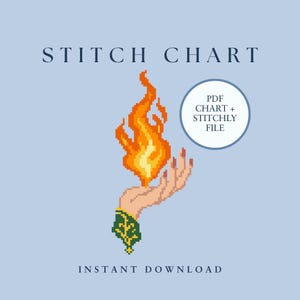 Eldmagiskt nålmönster | Digitalt stygndiagram + Stitchly-fil | Fantasy Collection