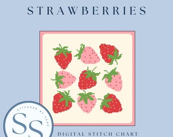 Strawberry Needlepoint Pattern | 13 Mesh Canvas (Digital Download)