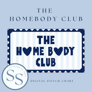 The Homebody Club Needlepoint Pattern | Digital Download | Cross Stitch Pattern | Needlepoint Chart | DIY Needlepoint Canvas | Cross Stitch