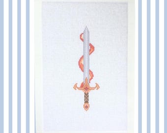 Flame Sword Needlepoint Canvas | 18 Mesh Canvas | Fantasy Collection
