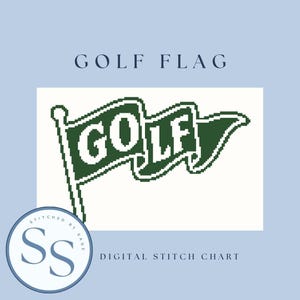 Golf Flag Needlepoint Chart: Beginner Cross Stitch Pattern (Digital Download)