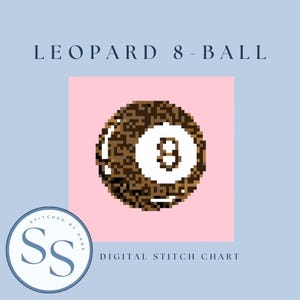 Leopard Print 8-Ball Needlepoint Chart | Digital Download | Cross Stitch Chart | Needlepoint Pattern | 18 Mesh Canvas | Digital Needlepoint