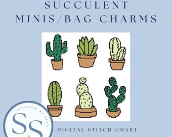 Succulent Needlepoint Chart Bundle: Mini Ornament Patterns (PDF Download)