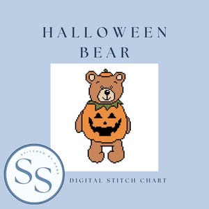 Halloween Bear Needlepoint Chart: Jellycat Bear (Digital Download, 18 Mesh)