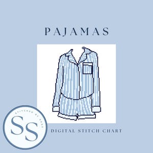 Pyjamas Nadelstich Vorlage | Digitaler Download | Stickmuster Graph | Sticknadel Design | Digitale Maschenprobe | 18 Maschen Nadelspitze