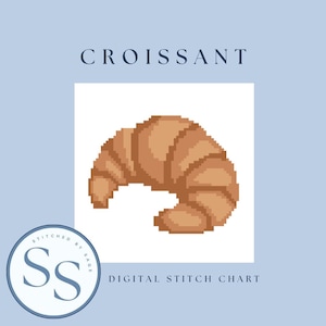 Croissant Needlepoint Chart | Digital Download | Digital Needlepoint Pattern | Needlepoint Canvas | 18 Mesh Canvas | Easy Needlepoint