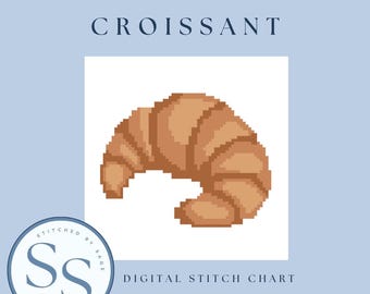 Croissant Needlepoint Pattern | Easy 18 Mesh Canvas (Digital Download)