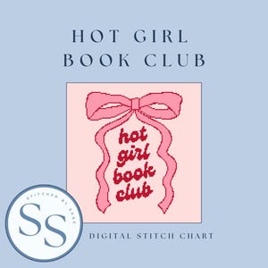 Hot Girl Book Club Needlepoint Chart | Digital Download | 18 Mesh Canvas | Cross Stitch Pattern | Needlepoint Pattern | Kindle Cover