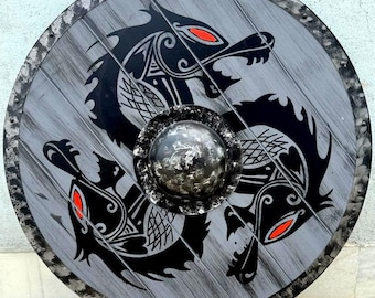Handcrafted Viking Wooden Shield: 22" LARP Cosplay Wall Decor