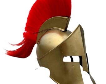 Handmade Spartan Helmet: Medieval Greek Roman Armor, Cosplay LARP