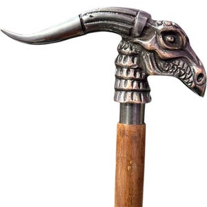 Dragon Head Walking Stick – Hand-Carved Wooden Cane – Fantasy Walking Staff – Unique Gift for Him – Gothic Cane – Dragon Lover Gift