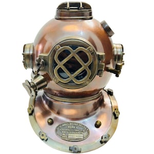 Antique Copper Diving Helmet Replica: Nautical Maritime Decor