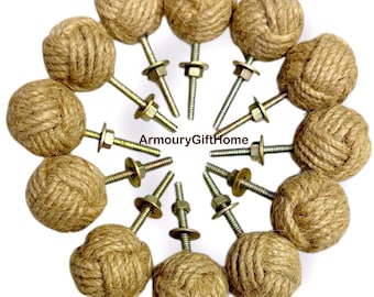 Handmade Jute Rope Door Knob Hangers: Rustic Boho Decor, Set of 12