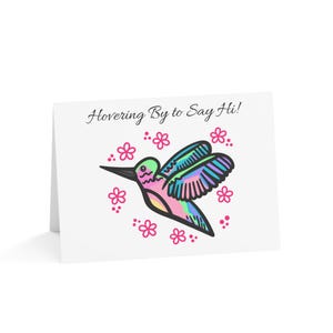 Hand-Drawn Hummingbird Illustration Hovering By to Say Hi Greeting Card