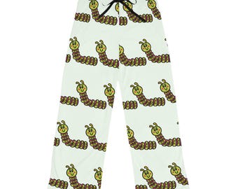 Handgezeichnete Raupen Pyjama Hose | All-Over Print Nachtwäsche
