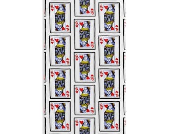 Hand-Drawn Queen of Hearts Playing Card Hand Towel | Poker Pattern Kitchen Towel