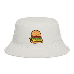 Handgetekende cheeseburger met toppings emmerhoed | Foodie Burger Patch