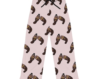 Hand-Drawn Otter Seashell Pajama Pants – Coastal Loungewear