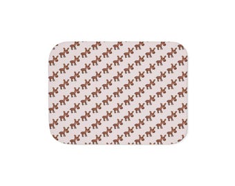 Hand-Drawn Brown Moose Pattern Sherpa Blanket | Repeating Woodland Creature Print