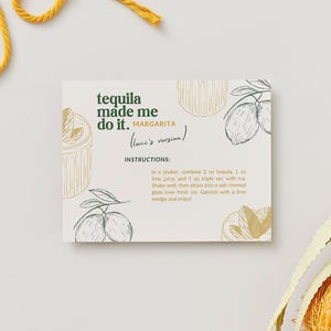 Cocktail Card Personalizzata – Ricettario Stampabile per Cocktail, Compleanni, Addio al Nubilato o Decorazioni da Bar – Nome Personalizzato e Ricetta in PDF