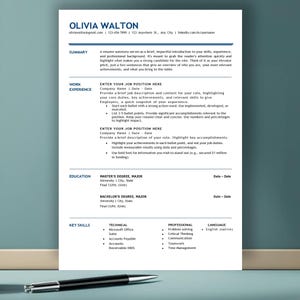 Simple & Modern CV Template Easy to Edit Minimalist Resume Template ATS-friendly Download instantly and apply with confidence