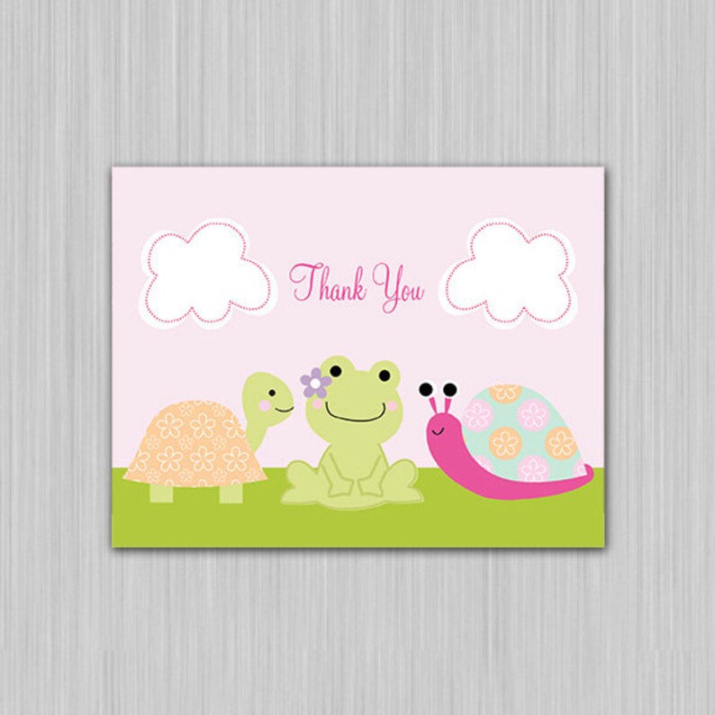 Pink Turtle Stacked Frog Printable Baby Shower Invitation Editable PDF