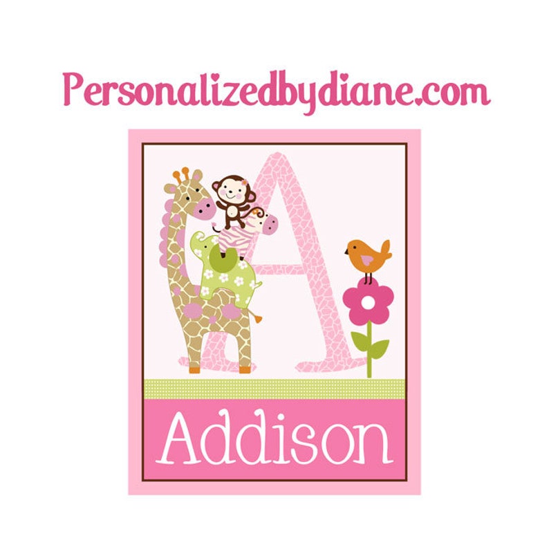 Personalized Jungle Jill Stacked Animals 8x10 Etsy