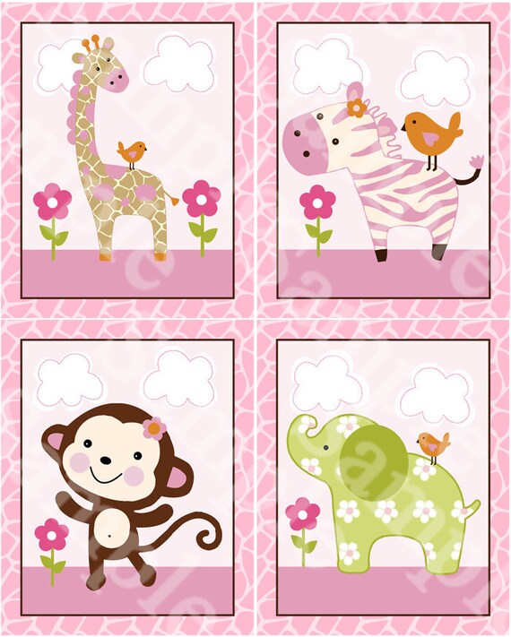 Printable Jungle Jill Girl Animals 8x10 Nursery Etsy