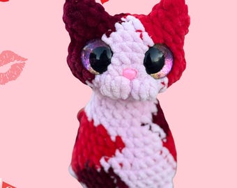 Peluche de gato calicó de crochet / Regalo de San Valentín de chenilla hecho a mano