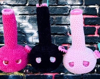 Bong rosa de peluche hecho a mano / Regalo divertido para fumetas / Decoración de marihuana / Decoración de habitación 420 / Regalo relajante para amigos
