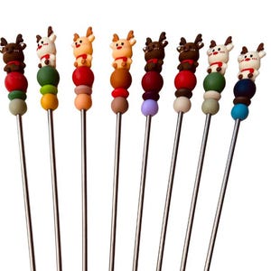 Pair of Christmas Reindeer Ami Sticks | Amigurumi Sewing Sticks | Crochet Plushie Knitting Needles