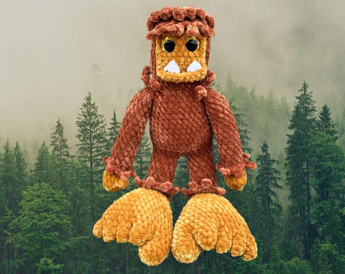 Handmade Crochet Bigfoot Cryptid Plushie | Amigurumi Monster Plush | Sasquatch Stuffed Animal
