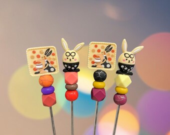 Par de palitos de coser de conejito de Pascua de 25 cm: Ayudas para tejer peluches a crochet / Agujas para tejer peluches a crochet