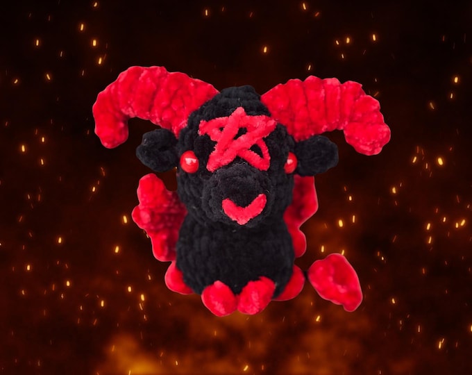 Handmade Crochet Baphomet Plushie | Spooky Amigurumi Halloween Gift | Occult Gothic Decor